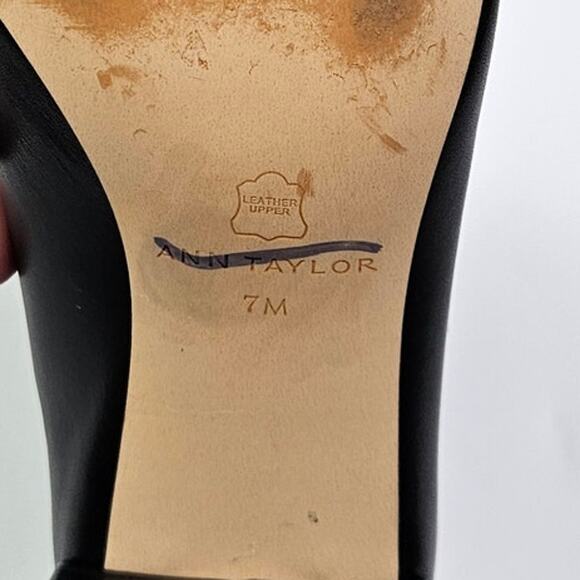 Ann Taylor Black Leather Ankle Boots Size 7M Square Toe Block Heel Back Zip Chic - Picture 11 of 13